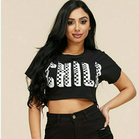 J Elise Boutique Tops - Short Sleeve Black Crop Top